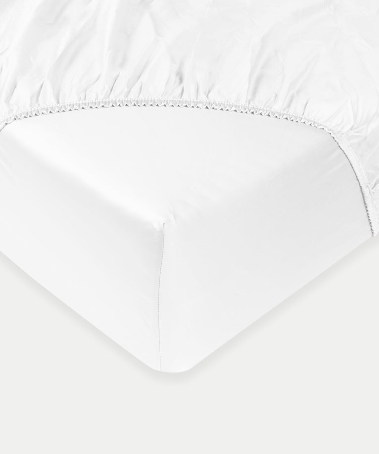 Egyptian Cotton Fitted Sheet Percale 400TC | White