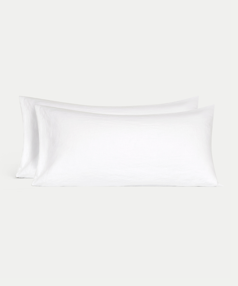 Set of 2 Pillowcases Washed Linen | White
