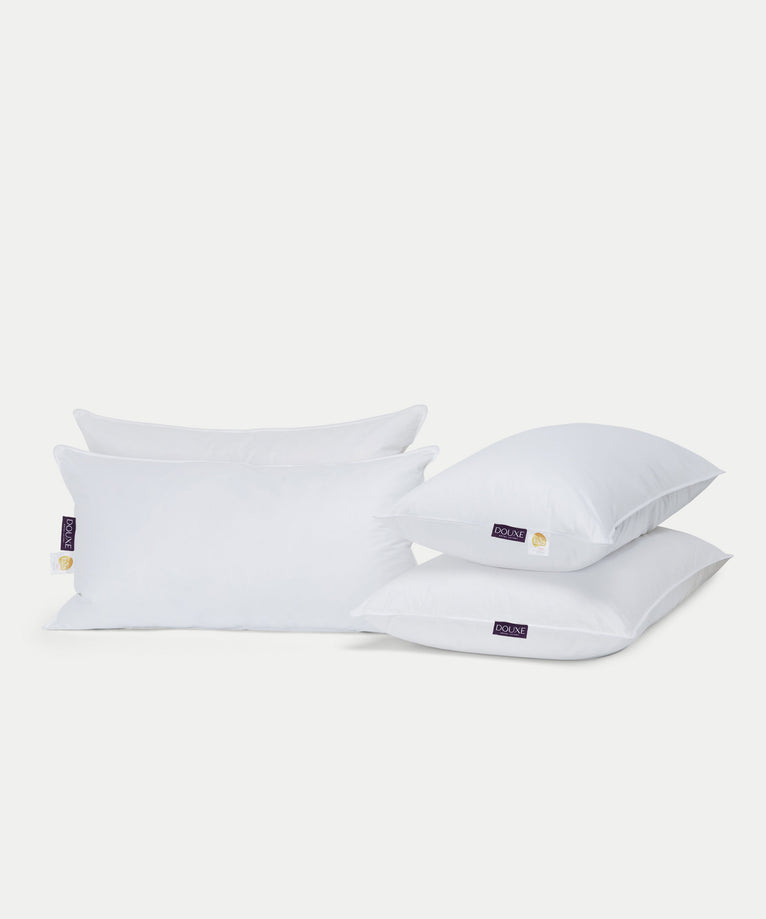 2x Down Pillows 50x90 cm + 2x Microfiber Body Pillows 60x90 cm