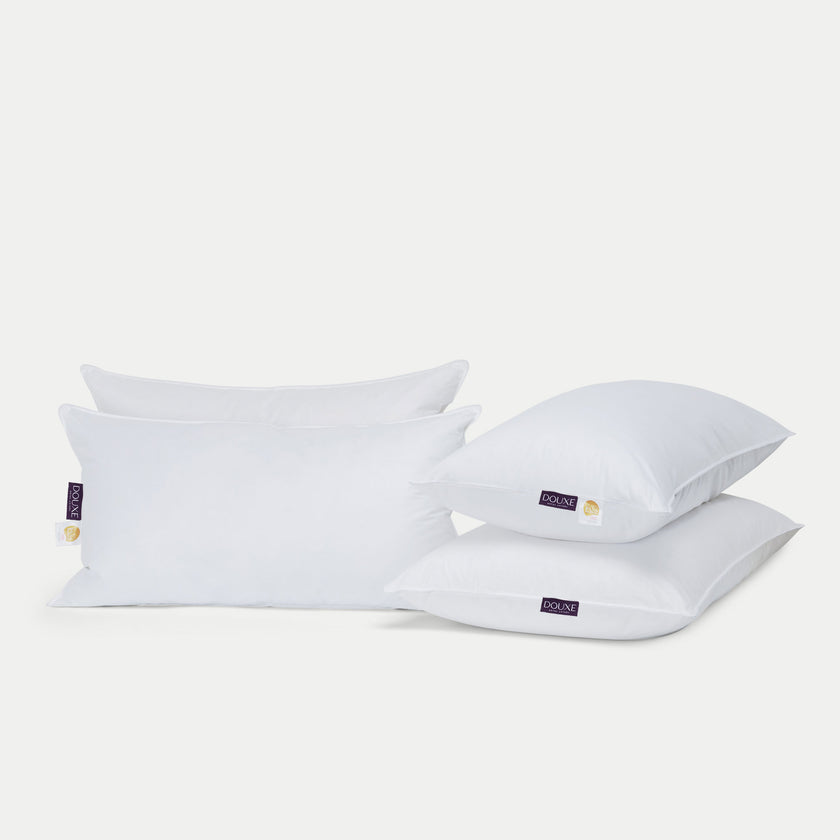 2x Down Pillows 50x90 cm + 2x Microfiber Body Pillows 60x90 cm