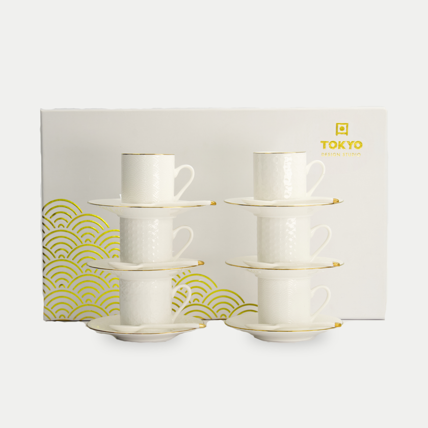 Tokyo Design Studio – Nippon White Gold Rim Espresso Set (18-piece)