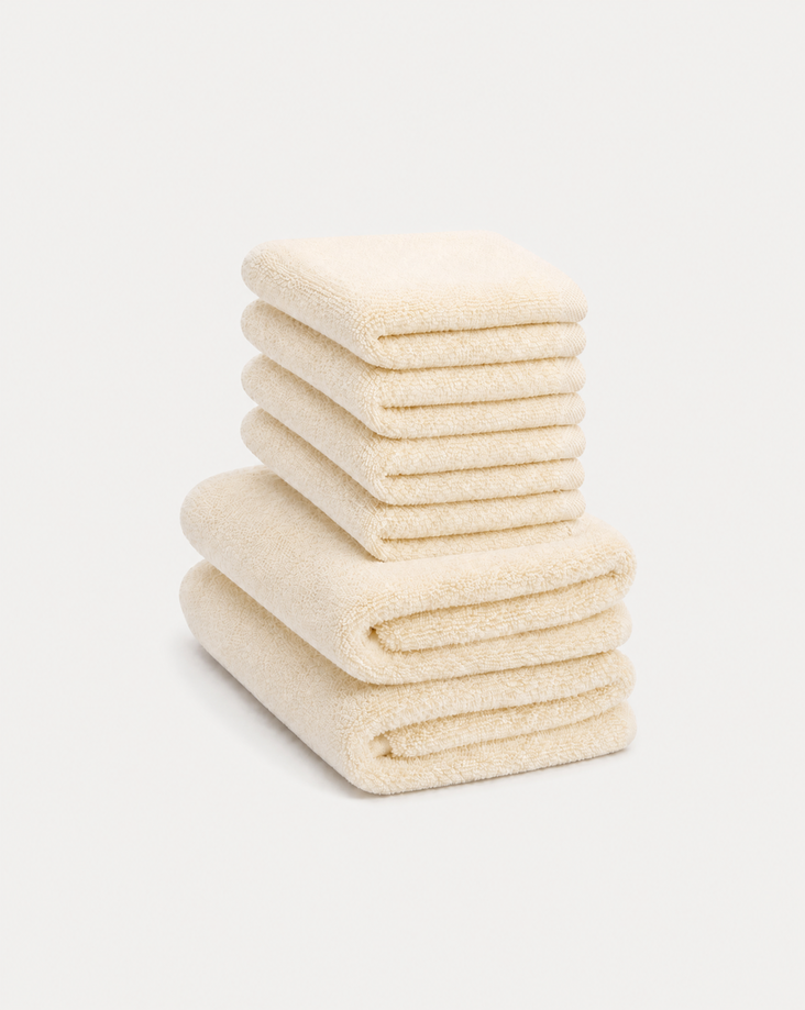 Guest towel zero-twist cotton 30x30 cm (4 pcs) + 40x60 cm (2 pcs) | Cream