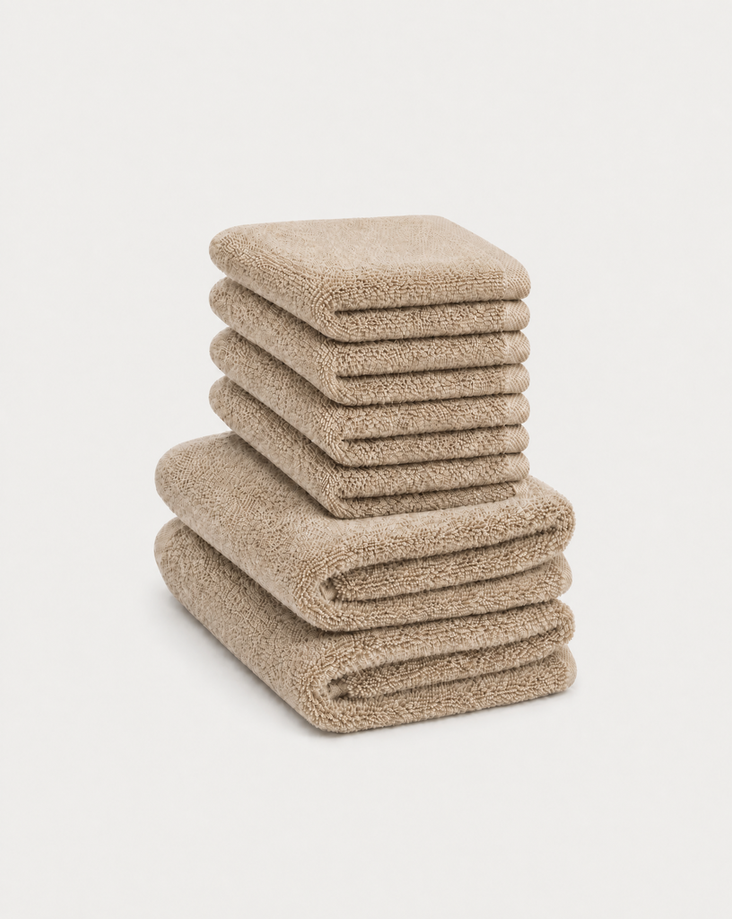 Guest towel zero-twist cotton 30x30 cm (4 pcs) + 40x60 cm (2 pcs) | Latte
