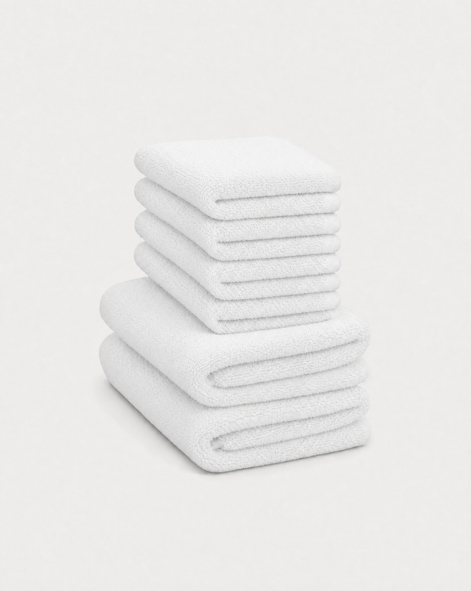 Guest towel zero-twist cotton 30x30 cm (4 pcs) + 40x60 cm (2 pcs) | White