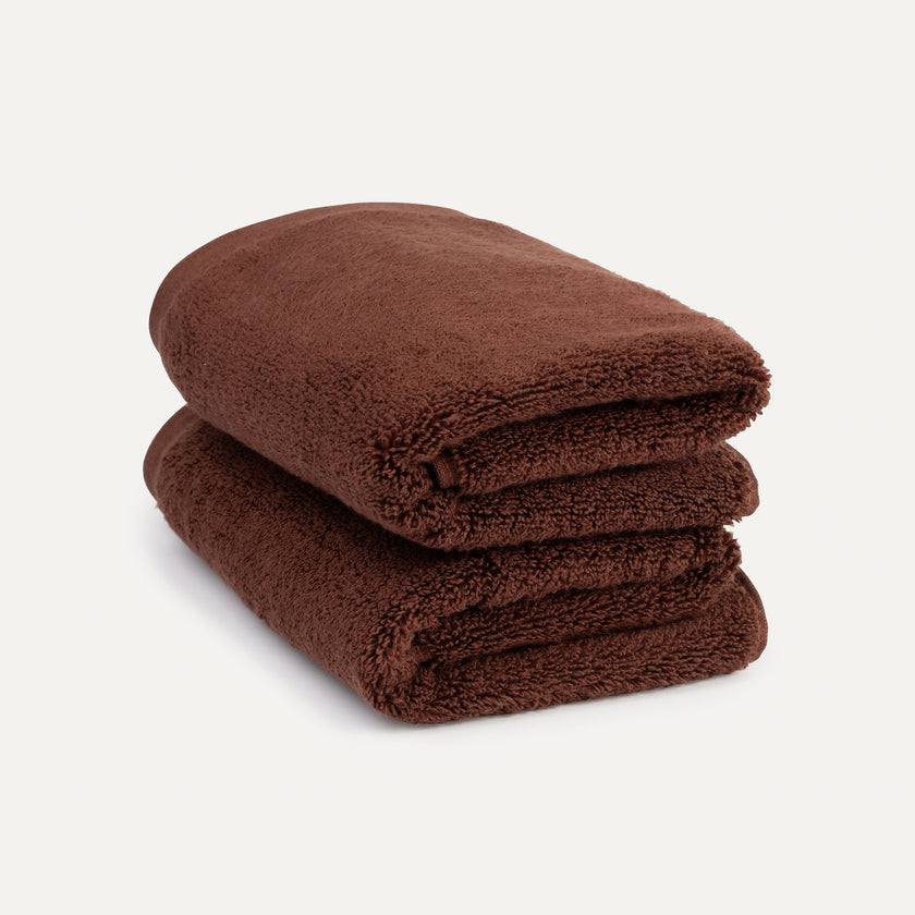 Guest towel zero-twist cotton 40x60 cm (2 pcs) | Chestnut