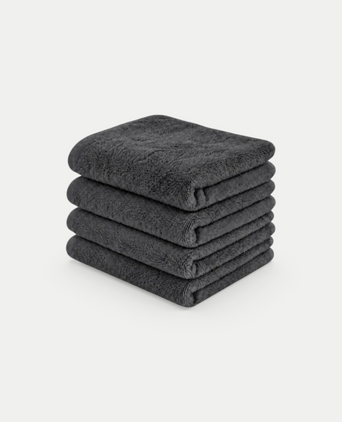 Gastendoekje zero-twist katoen 30x30 cm (4 st.) | Antraciet Stapel donkergrijze handdoeken met een luxe textuur van DOUXE