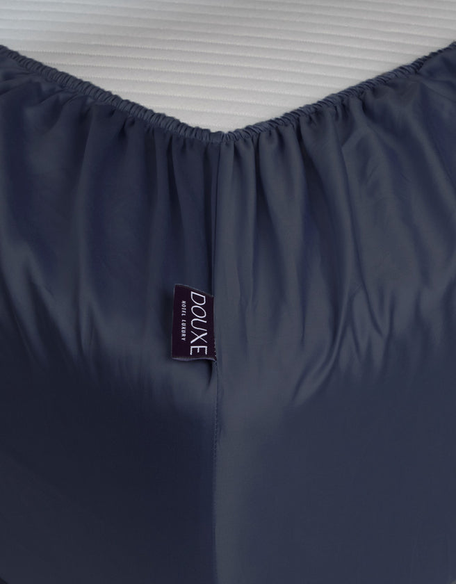 Fitted Sheet Egyptian Cotton Sateen 400TC | Harbour blue |Outlet