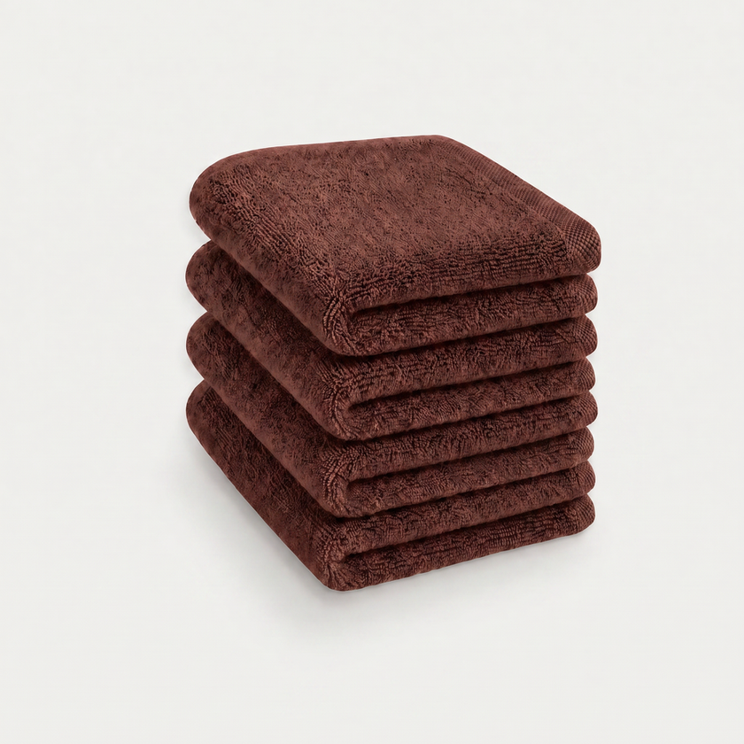 Guest towel zero-twist cotton 30x30 cm (4 pcs) | Chestnut