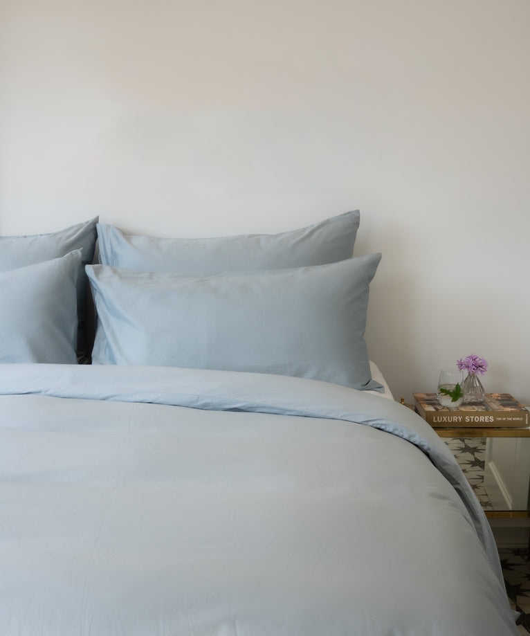 Egyptian Cotton Duvet Cover Set | 400TC Satin | Misty Blue