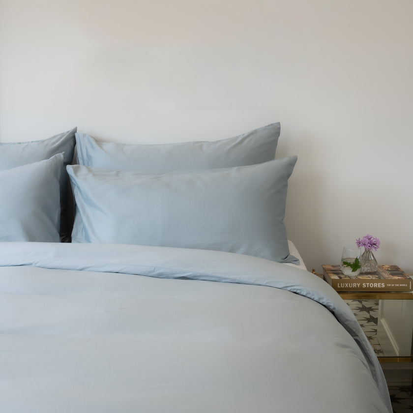 Egyptian Cotton Duvet Cover Set | 400TC Satin | Misty Blue