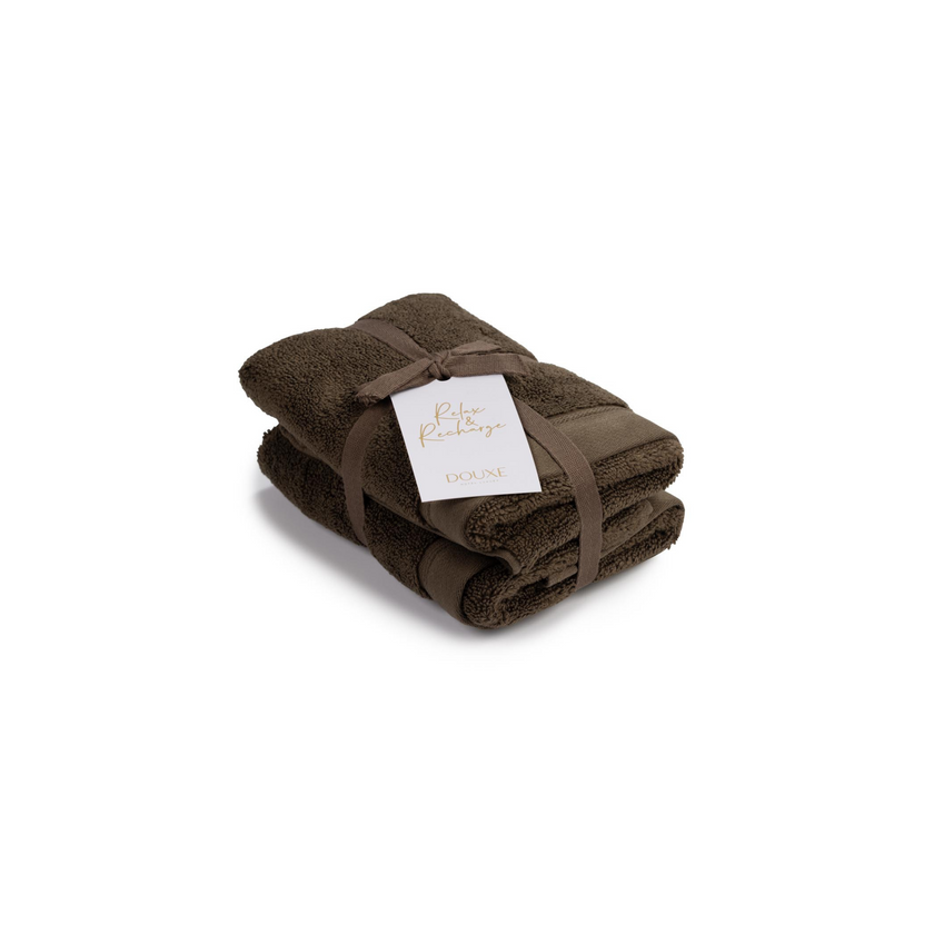 DOUXE Guest Towel - 40x60 cm - Zero Twist (2 pcs) - Chocolate