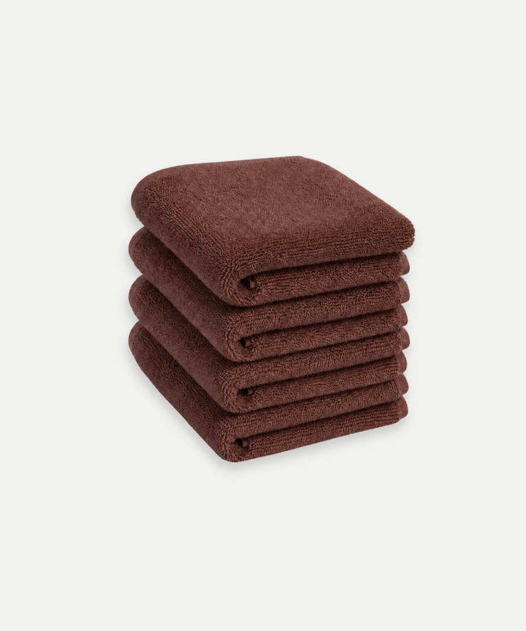 Guest towel zero-twist cotton 30x30 cm (4 pcs) | Chestnut