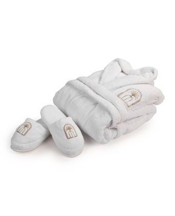 Bathrobe and slippers | Gift set | White