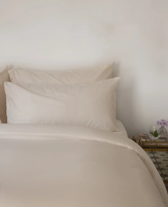 Set of 2 Pillowcases Egyptian Cotton Percale 400TC | Chalk White