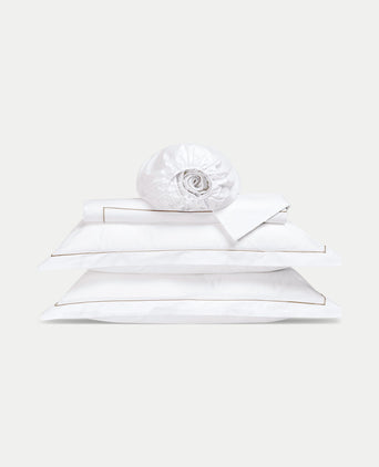 Duvet Cover Set & Fitted Sheet Egyptian Cotton Percale | Carmel White
