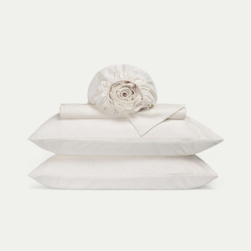 Duvet Cover Set + Fitted Sheet Egyptian Cotton Sateen | Cream