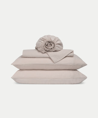 Duvet Cover Set & Fitted Sheet Washed Linen | Oat