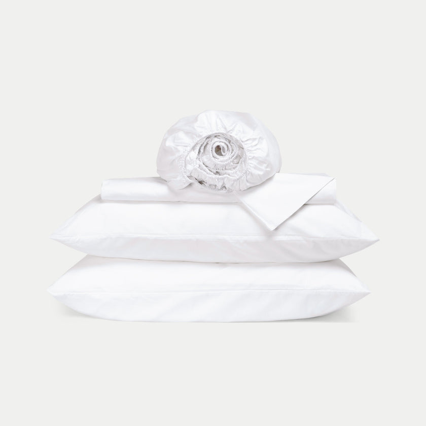 Duvet Cover Set & Fitted Sheet Percale | White