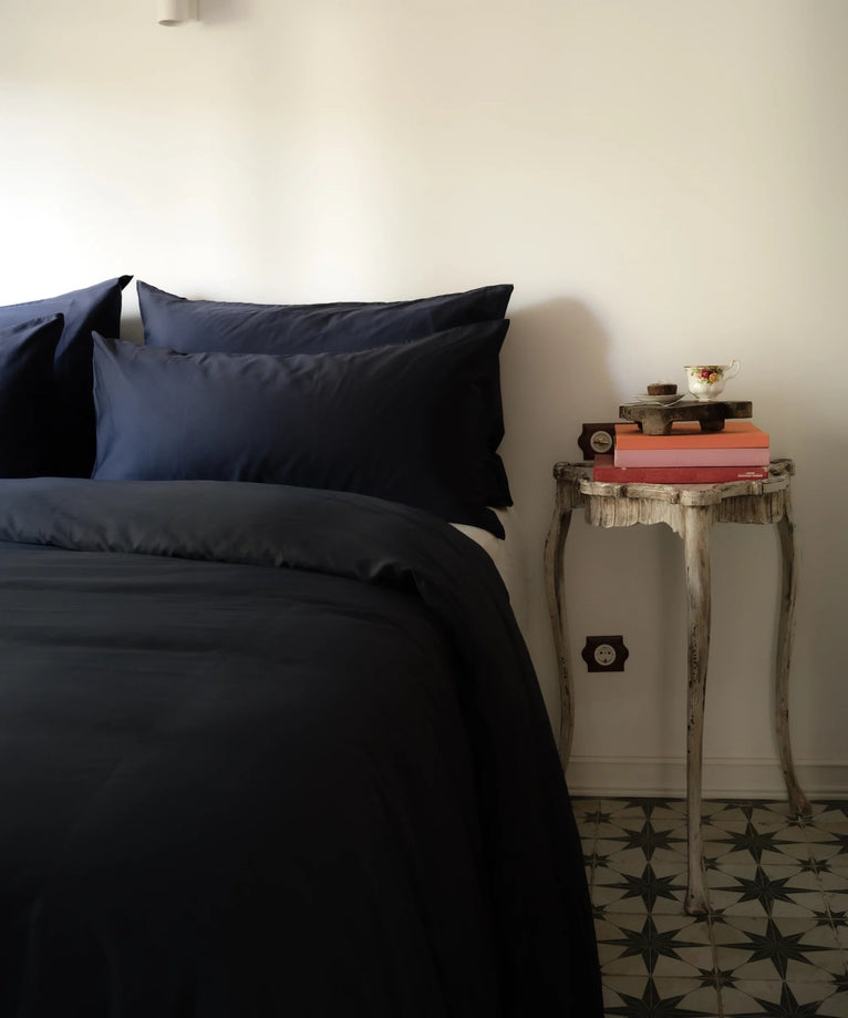 Set of 2 Pillowcases Egyptian Cotton Sateen 400TC | Harbour Blue