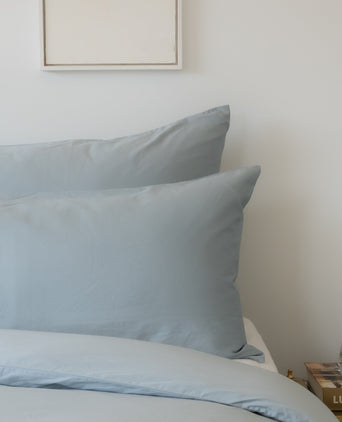 Set of 2 Pillowcases Egyptian Cotton Sateen 400TC | Misty Blue