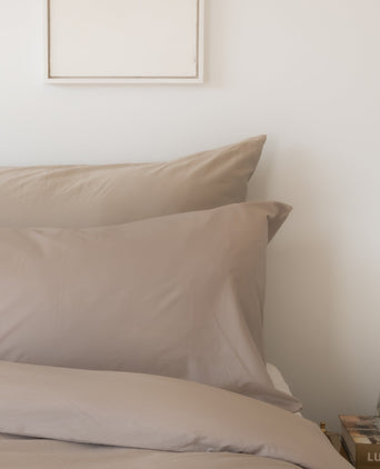 Set of 2 Pillowcases Egyptian Cotton Percale 400TC | Latte