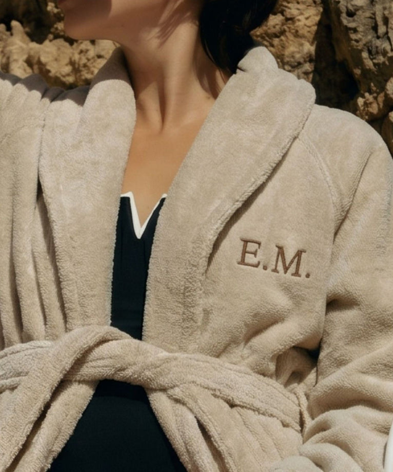 Bathrobe zero-twist cotton with embroidery | Pebble Beach