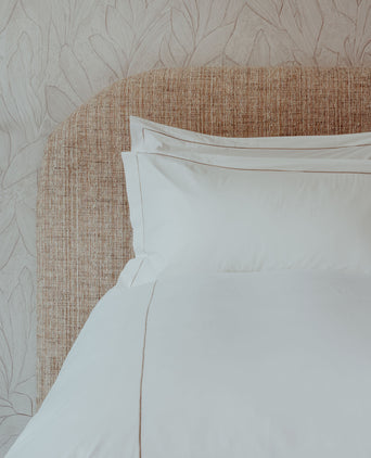 Duvet Cover Set & Fitted Sheet Egyptian Cotton Percale | Carmel White