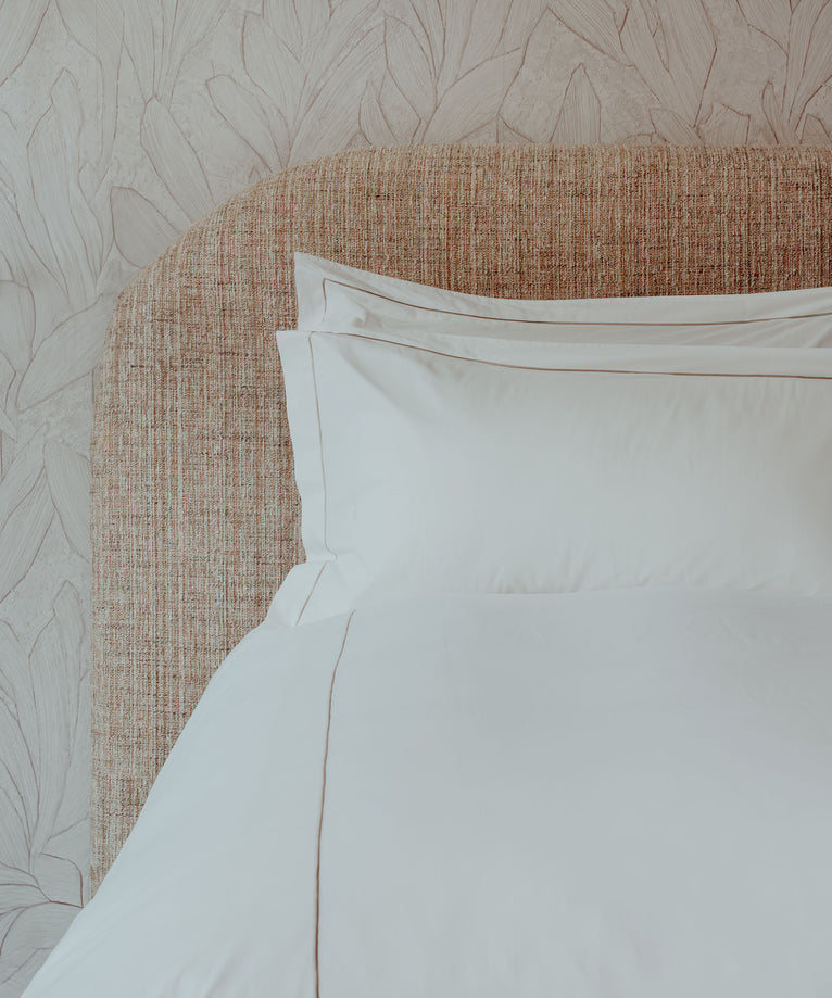 Duvet Cover Set & Fitted Sheet Egyptian Cotton Percale | Carmel White