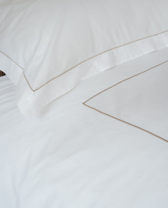 Duvet Cover Set & Fitted Sheet Egyptian Cotton Percale | Carmel White