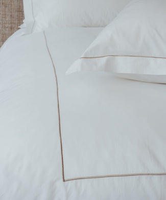 Duvet Cover Set + Fitted Sheet Egyptian Cotton Percale | Carmel White