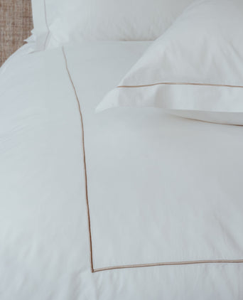 Duvet Cover Set & Fitted Sheet Egyptian Cotton Percale | Carmel White