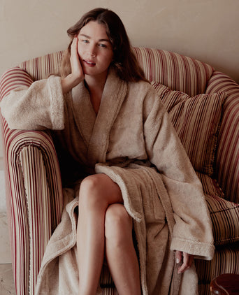 Bathrobe zero-twist cotton | Latte