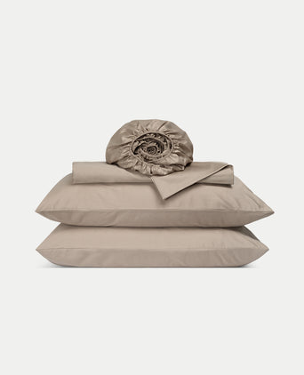 Duvet Cover Set + Fitted Sheet Egyptian Cotton Sateen | Champagne