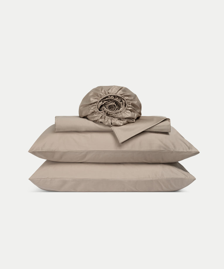 Duvet Cover Set + Fitted Sheet Egyptian Cotton Sateen | Champagne