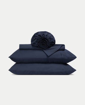 Duvet Cover Set & Fitted Sheet Sateen | Harbour Blue