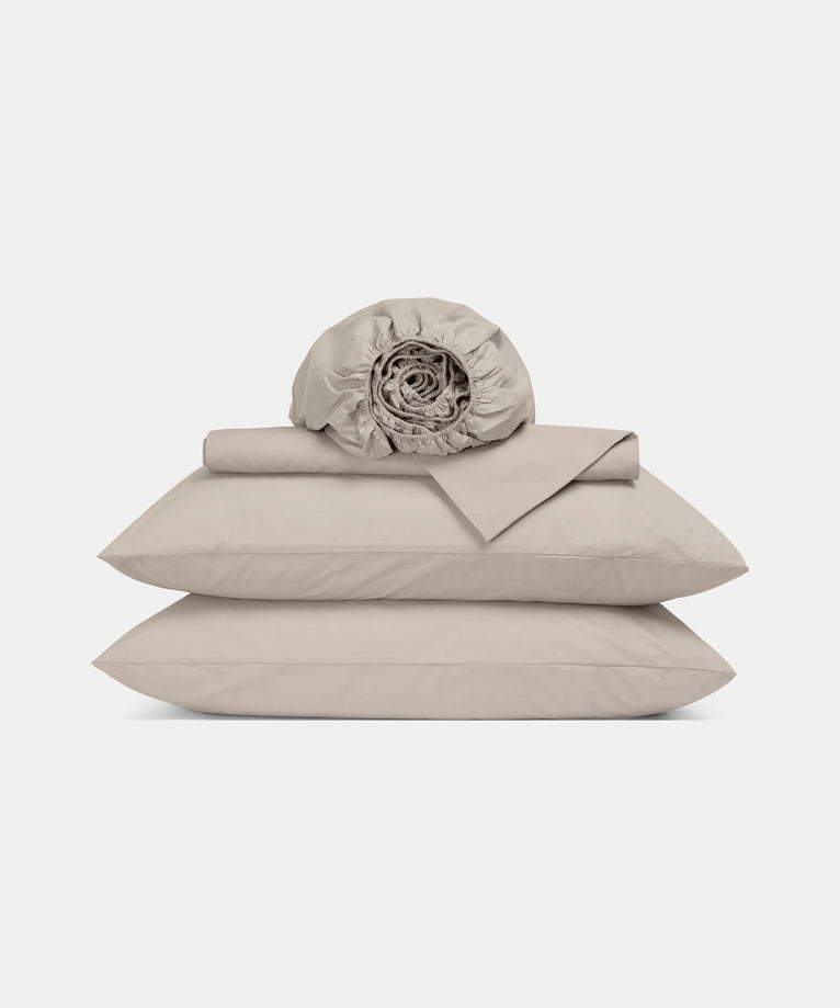 Duvet Cover Set & Fitted Sheet Percale | Latte