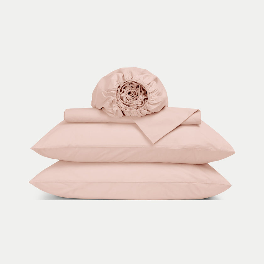 Duvet Cover Set & Fitted Sheet Percale | Blush Pink