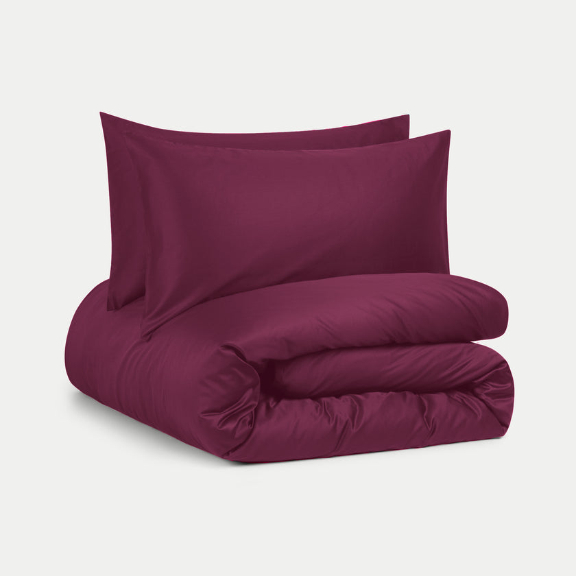 DOUXE Duvet Cover Set Egyptian Cotton Sateen 400TC | Burgundy | Limited Edition
