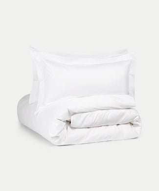 Duvet Cover Set Egyptian Cotton Percale 400TC | White Flange