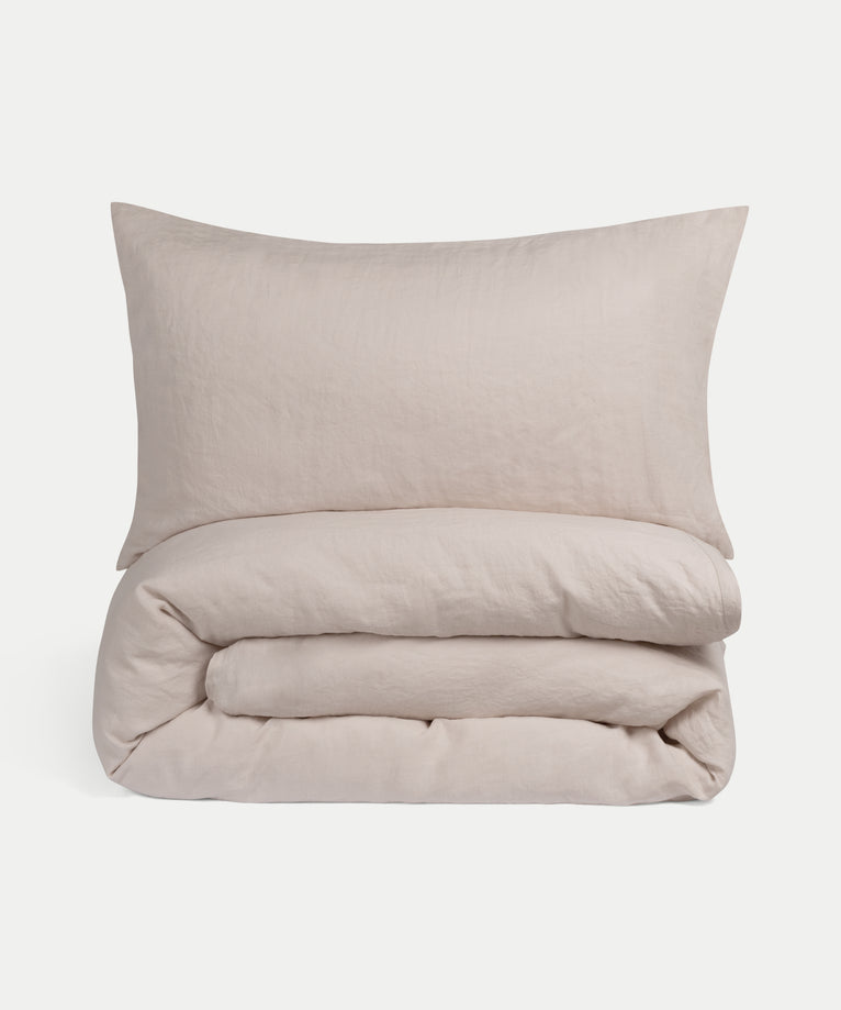 Duvet Cover Set & Fitted Sheet Washed Linen | Oat