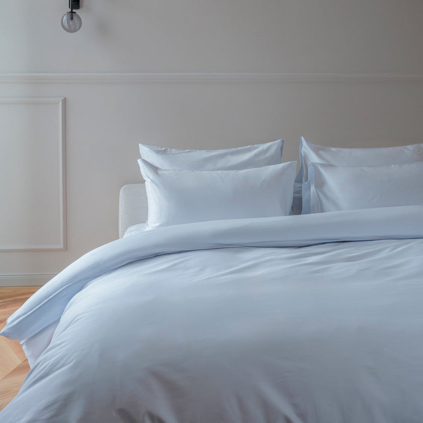 Duvet Cover Set Egyptian Cotton Percale 400 TC | Pastel Blue