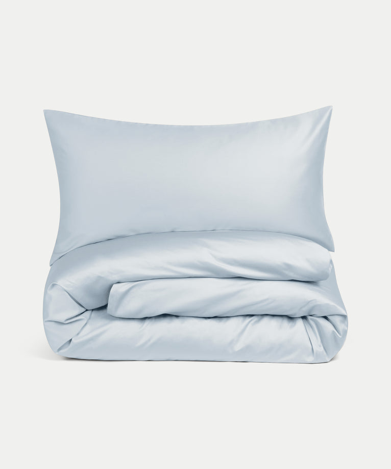 Duvet Cover Set & Fitted Sheet Sateen | Pastel Blue