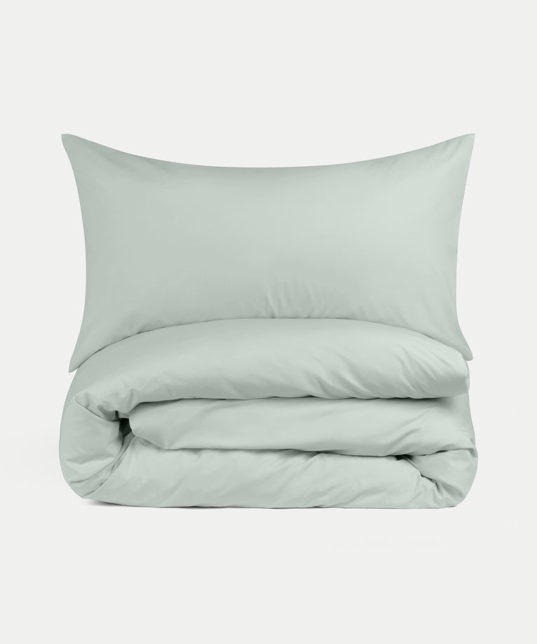 Duvet Cover Set Egyptian Cotton Percale 400 TC | Pastel Green