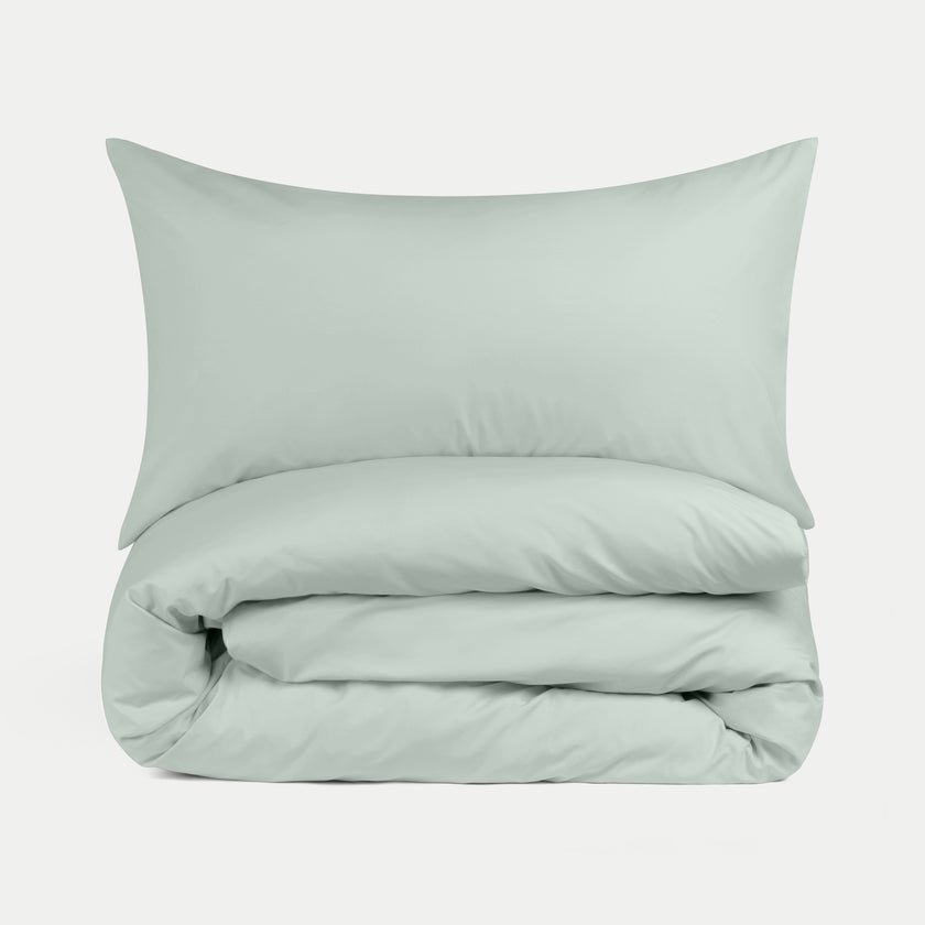 Duvet Cover Set Egyptian Cotton Percale 400 TC | Pastel Green
