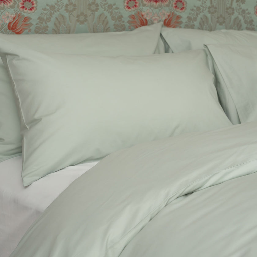 Set of 2 Pillowcases Egyptian Cotton Percale 400TC | Pastel Green