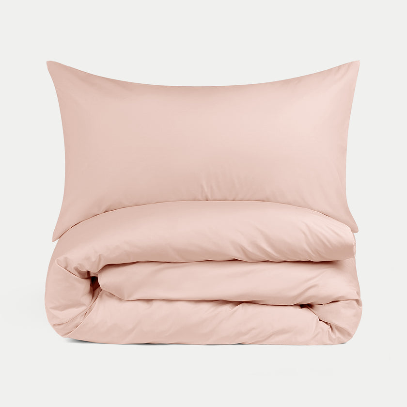 Duvet Cover Set & Fitted Sheet Percale | Blush Pink