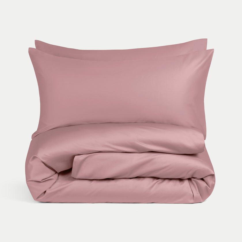Duvet Cover Set + Fitted Sheet Egyptian Cotton Satin | Blush Pink