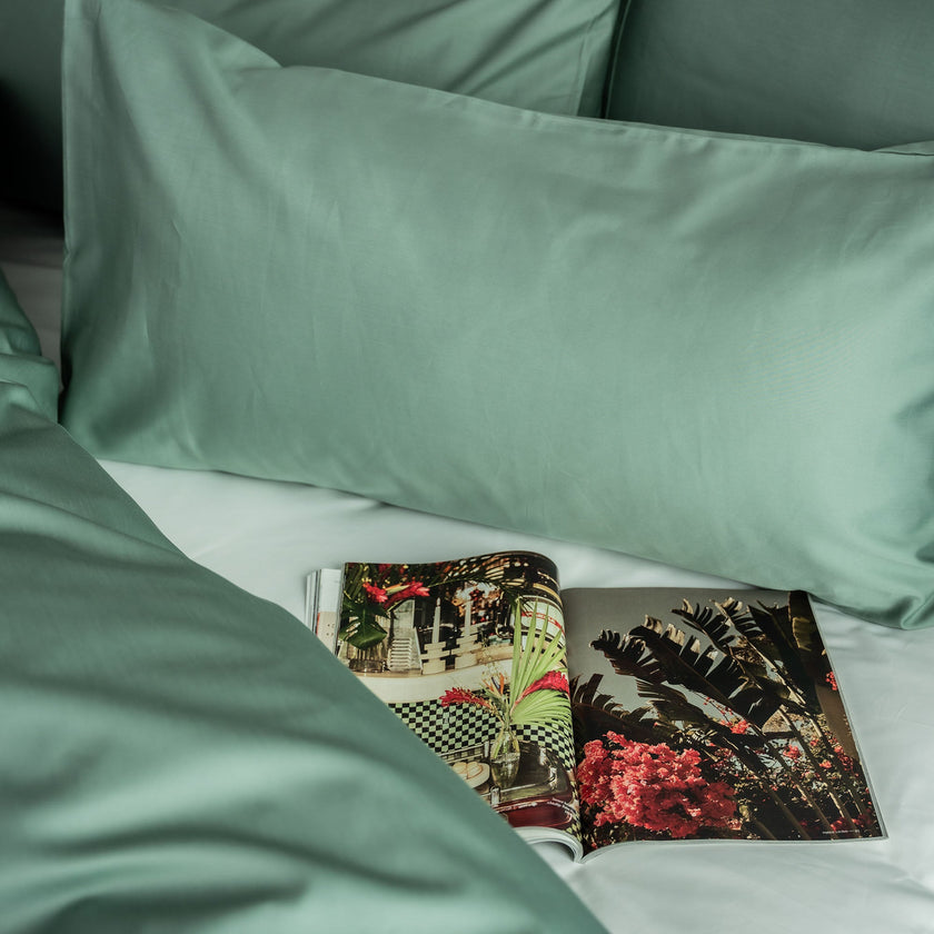 Set of 2 Pillowcases Egyptian Cotton 400TC Sateen | Sage Green