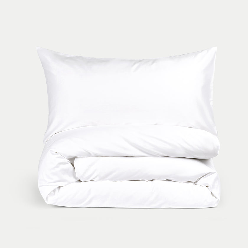 Duvet Cover Set & Fitted Sheet Sateen | White