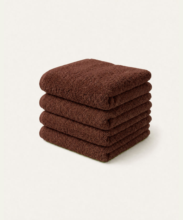 Guest towel zero-twist cotton 30x30 cm (4 pcs) | Chestnut